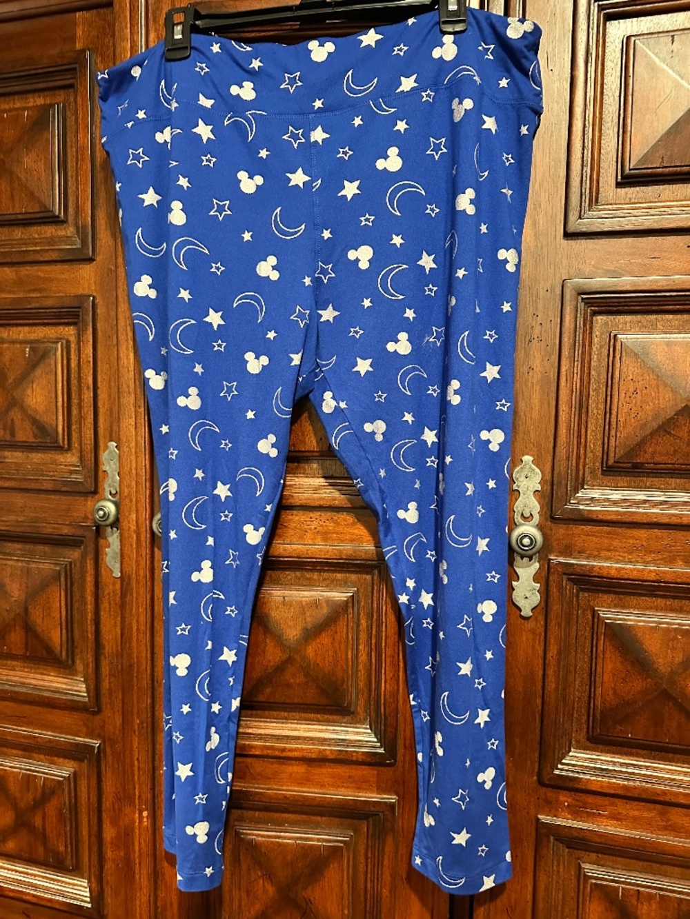 1X Disney Authentic Blue Leggings SHIMMER moon, stars & Mickey Mouse Ears Parks